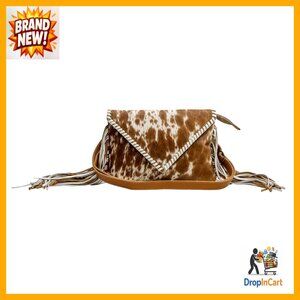 Western Leather Hobo Shoulder Bag Upcycled Hairon Crossbody Tassel Boho